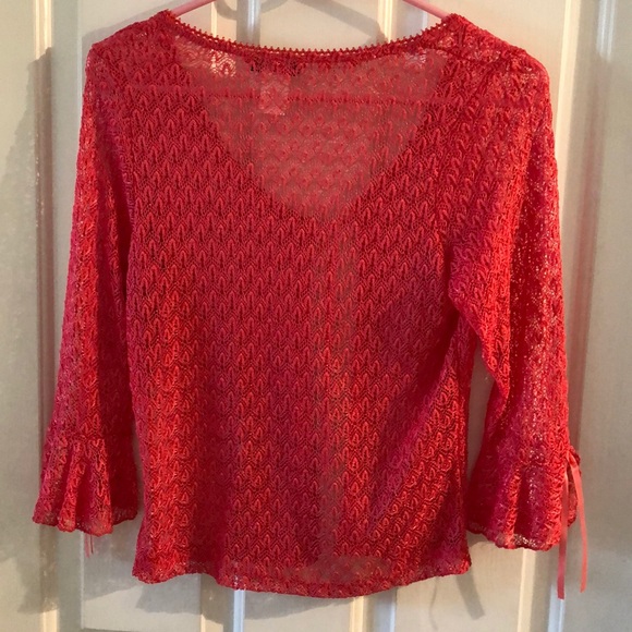 Taboo Reddish/Orange Colored Lace Jacket - Picture 2 of 5